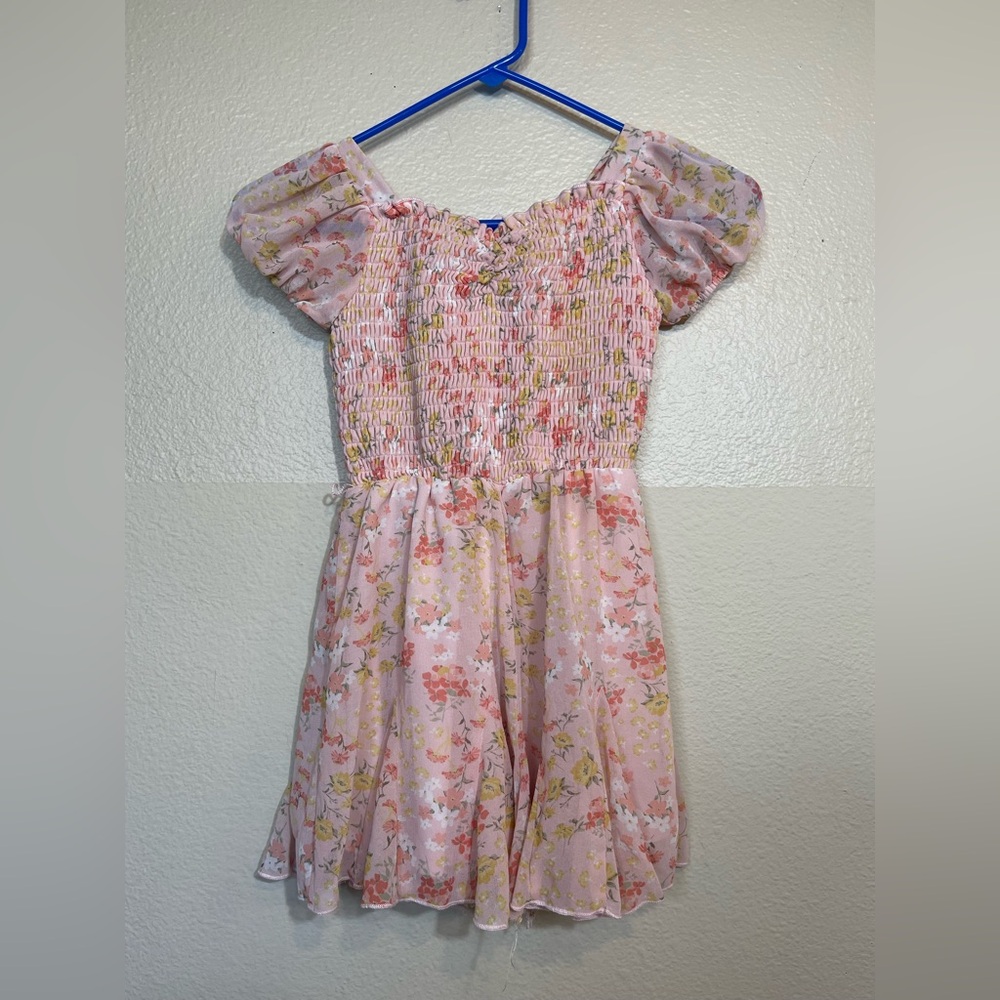 Zunie Girls 7 Floral Pink Dress with built in shorts